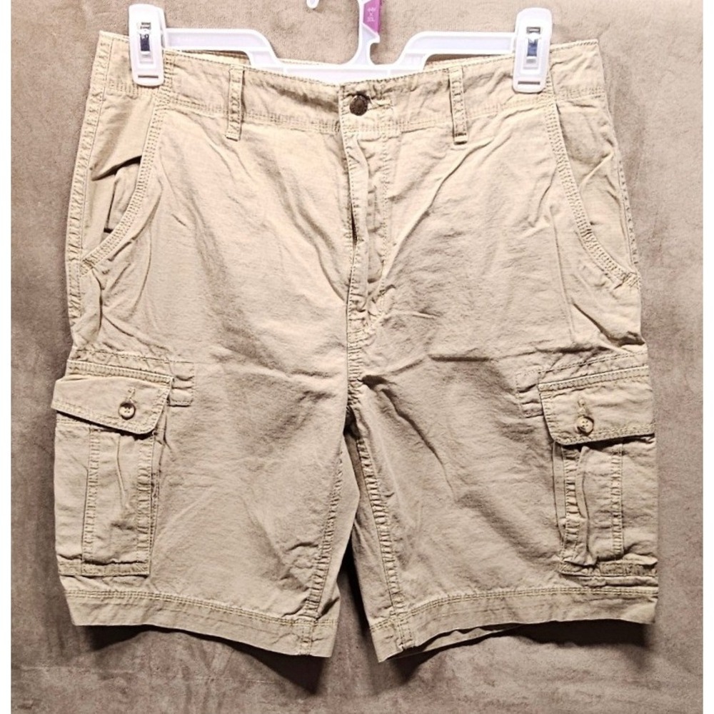 Arizona Jean Company Mens Khaki Cargo Shorts Size 34 Tan Ripstop Cotton Utility